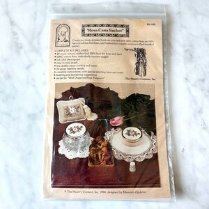 Rosa Cana Dogwood Rose Tassel Sachet Counted Cross Stitch Kit - Heart's Content